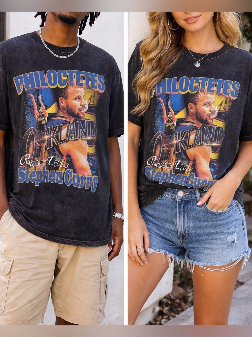 PHILOCTETES STEPHEN CURRY Graphic Tee Heavy Vintage Wash Unisex Sz M NWT
